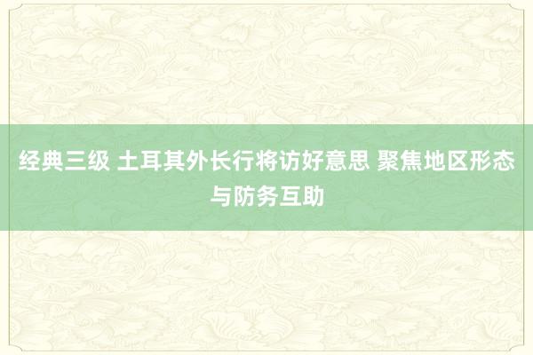 经典三级 土耳其外长行将访好意思 聚焦地区形态与防务互助