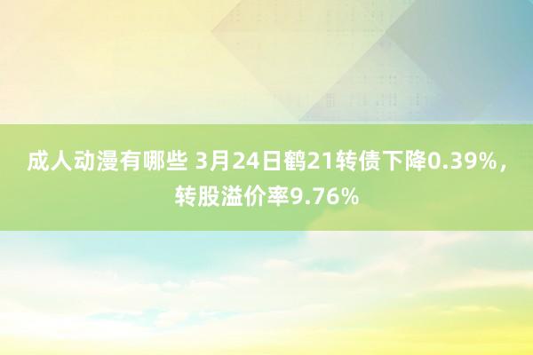 成人动漫有哪些 3月24日鹤21转债下降0.39%，转股溢价率9.76%