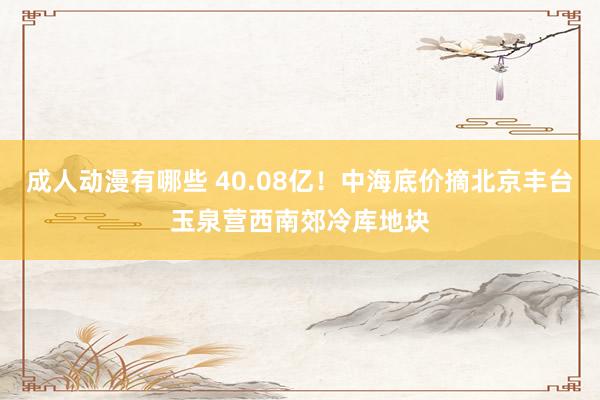成人动漫有哪些 40.08亿！中海底价摘北京丰台玉泉营西南郊冷库地块