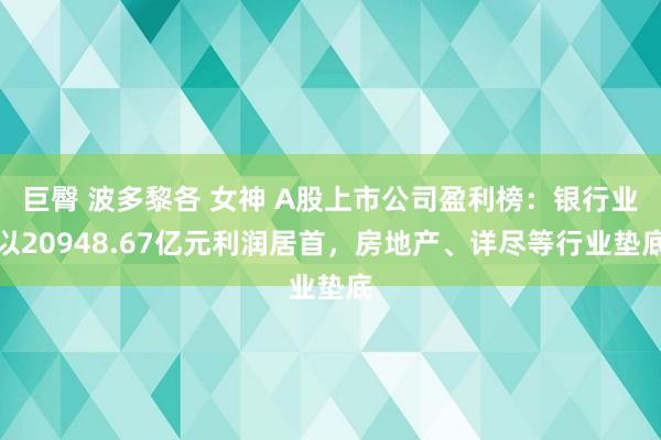 巨臀 波多黎各 女神 A股上市公司盈利榜：银行业以20948.67亿元利润居首，房地产、详尽等行业垫底
