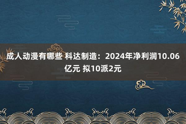 成人动漫有哪些 科达制造：2024年净利润10.06亿元 拟10派2元