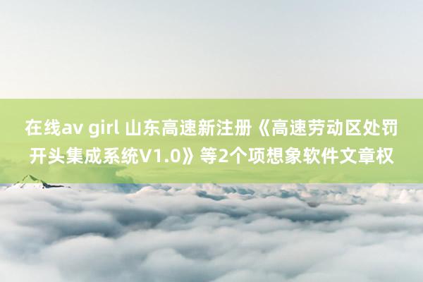 在线av girl 山东高速新注册《高速劳动区处罚开头集成系统V1.0》等2个项想象软件文章权