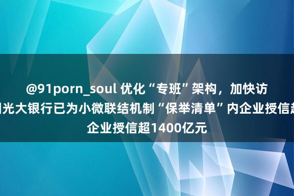 @91porn_soul 优化“专班”架构，加快访企对接 中国光大银行已为小微联结机制“保举清单”内企业授信超1400亿元