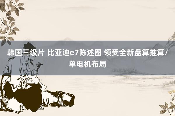 韩国三级片 比亚迪e7陈述图 领受全新盘算推算/单电机布局