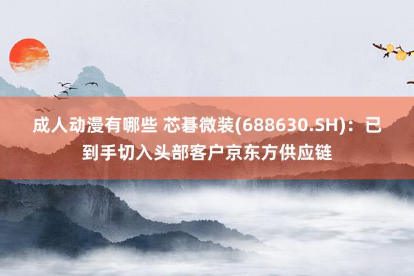 成人动漫有哪些 芯碁微装(688630.SH)：已到手切入头部客户京东方供应链
