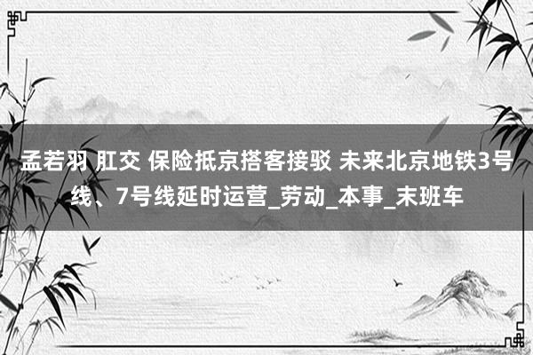 孟若羽 肛交 保险抵京搭客接驳 未来北京地铁3号线、7号线延时运营_劳动_本事_末班车