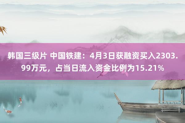 韩国三级片 中国铁建：4月3日获融资买入2303.99万元，占当日流入资金比例为15.21%