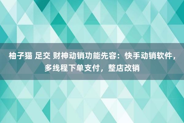 柚子猫 足交 财神动销功能先容：快手动销软件，多线程下单支付，整店改销