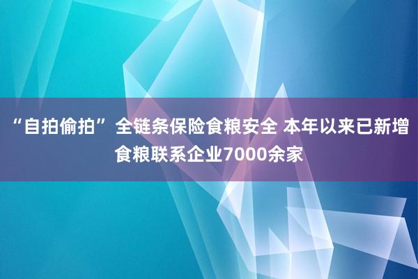 “自拍偷拍” 全链条保险食粮安全 本年以来已新增食粮联系企业7000余家