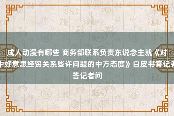 成人动漫有哪些 商务部联系负责东说念主就《对于中好意思经贸关系些许问题的中方态度》白皮书答记者问