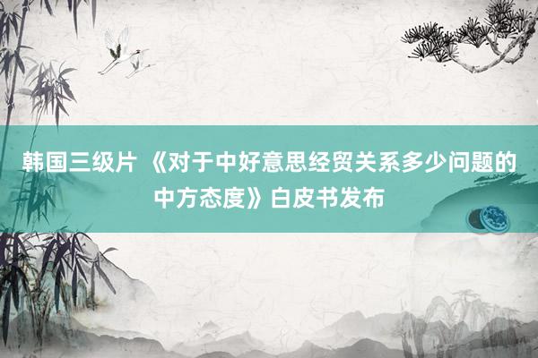 韩国三级片 《对于中好意思经贸关系多少问题的中方态度》白皮书发布