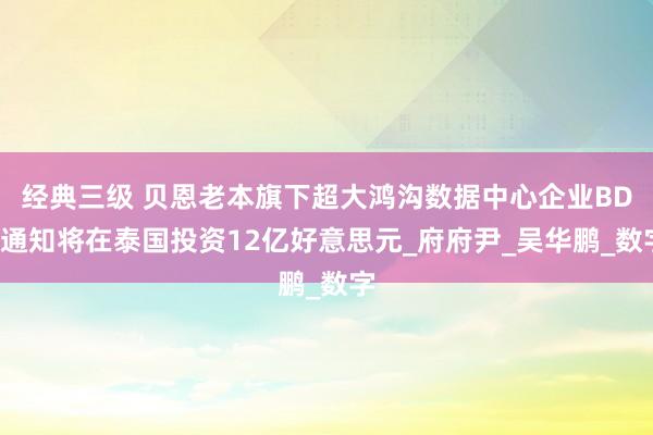 经典三级 贝恩老本旗下超大鸿沟数据中心企业BDC通知将在泰国投资12亿好意思元_府府尹_吴华鹏_数字