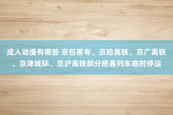 成人动漫有哪些 京包客专、京哈高铁、京广高铁、京津城际、京沪高铁部分搭客列车临时停运