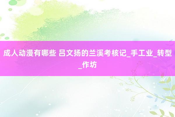 成人动漫有哪些 吕文扬的兰溪考核记_手工业_转型_作坊