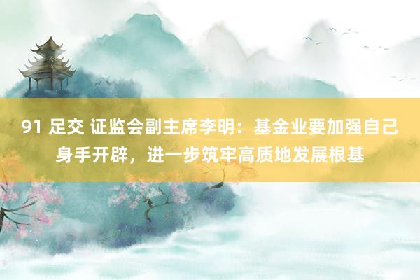 91 足交 证监会副主席李明：基金业要加强自己身手开辟，进一步筑牢高质地发展根基