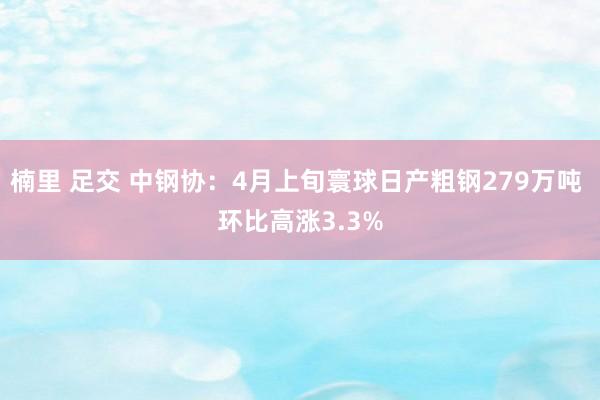 楠里 足交 中钢协：4月上旬寰球日产粗钢279万吨 环比高涨3.3%