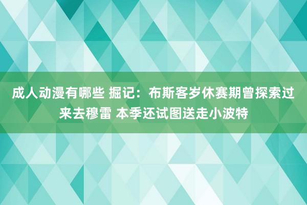 成人动漫有哪些 掘记：布斯客岁休赛期曾探索过来去穆雷 本季还试图送走小波特