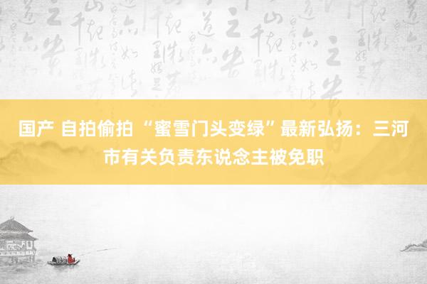 国产 自拍偷拍 “蜜雪门头变绿”最新弘扬：三河市有关负责东说念主被免职