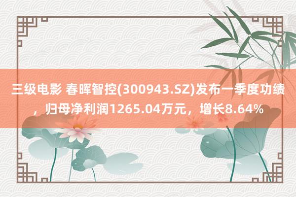 三级电影 春晖智控(300943.SZ)发布一季度功绩，归母净利润1265.04万元，增长8.64%
