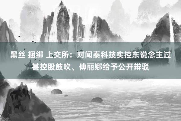 黑丝 捆绑 上交所：对闻泰科技实控东说念主过甚控股鼓吹、傅丽娜给予公开辩驳